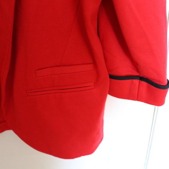 3/$20 - Red 3/4 Sleeve Blazer with Black Details - Picture 3 of 9
